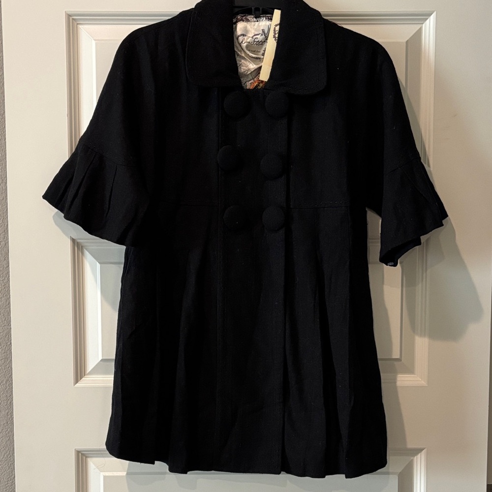 Love Stitch Black Pea Coat